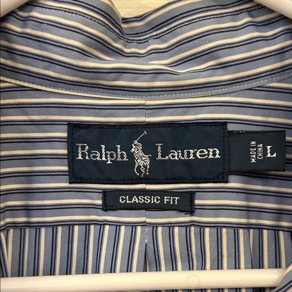 Ralph Lauren Navy and White Striped Shirt - Picture 2 of 3